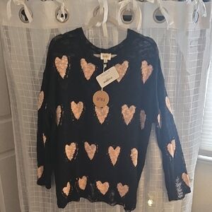 BiBi Black and Pink Heart Sweater